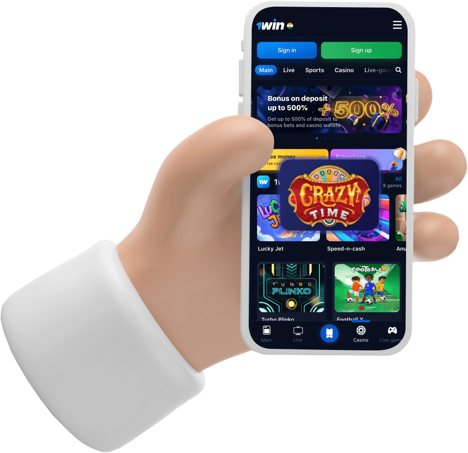 Short instructions how to Download Crazy Time Live Game App on 1win website